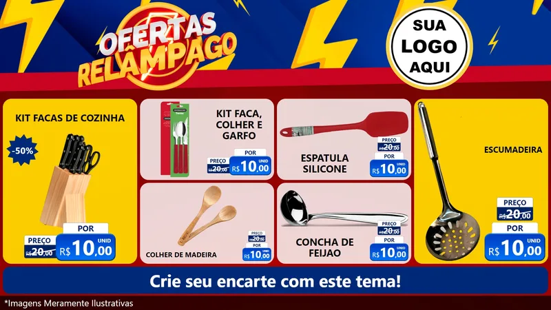 Modelo de TV para TV Horizontal com o tema Ofertas Relâmpago para Utilidades Domésticas