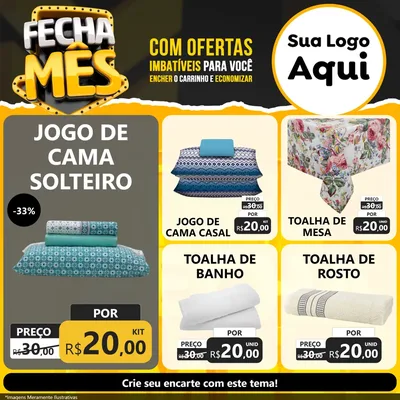 Modelo de Rede Social para Feed Facebook com o tema Fecha Mês para Cama, Mesa e Banho