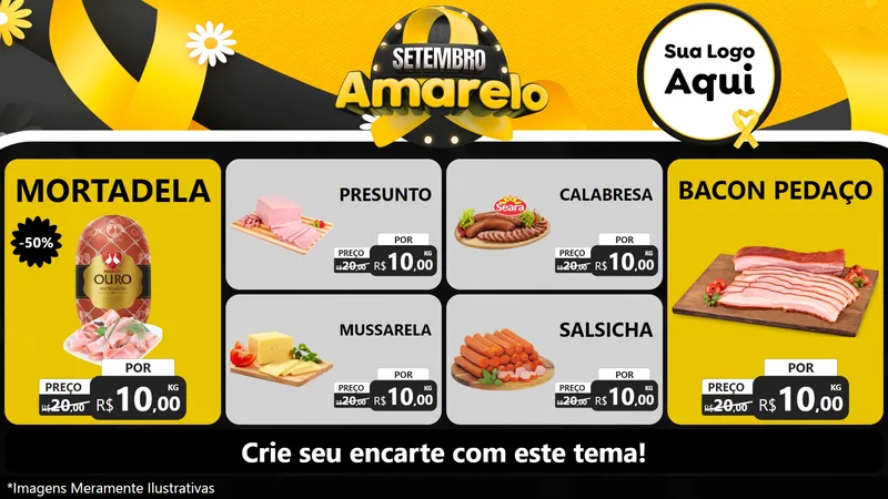 Modelo de TV para TV Horizontal com o tema Setembro Amarelo para Frios e Laticínios