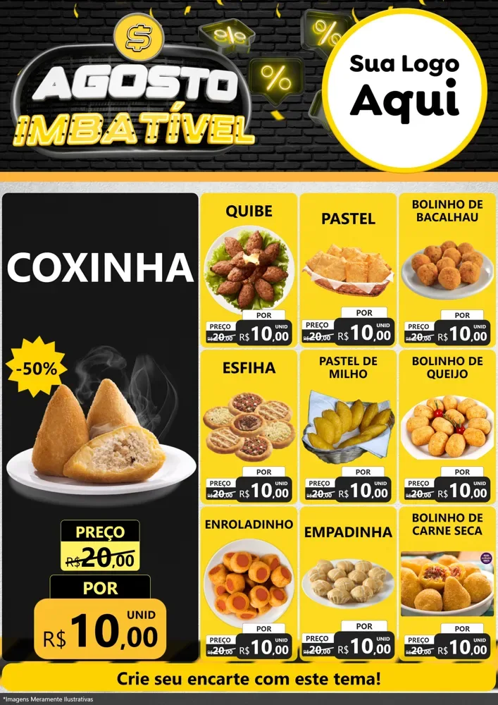 Modelo de Encarte para Encarte A4 Vertical com o tema Agosto Imbatível para Salgadaria