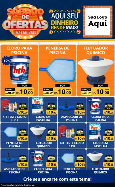 Modelo de Encarte para Encarte Grande com o tema Sábado de Ofertas Imperdíveis para Produtos para Piscina