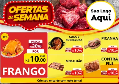 Modelo de Encarte para Encarte A4 Horizontal com o tema Ofertas da Semana para Assados