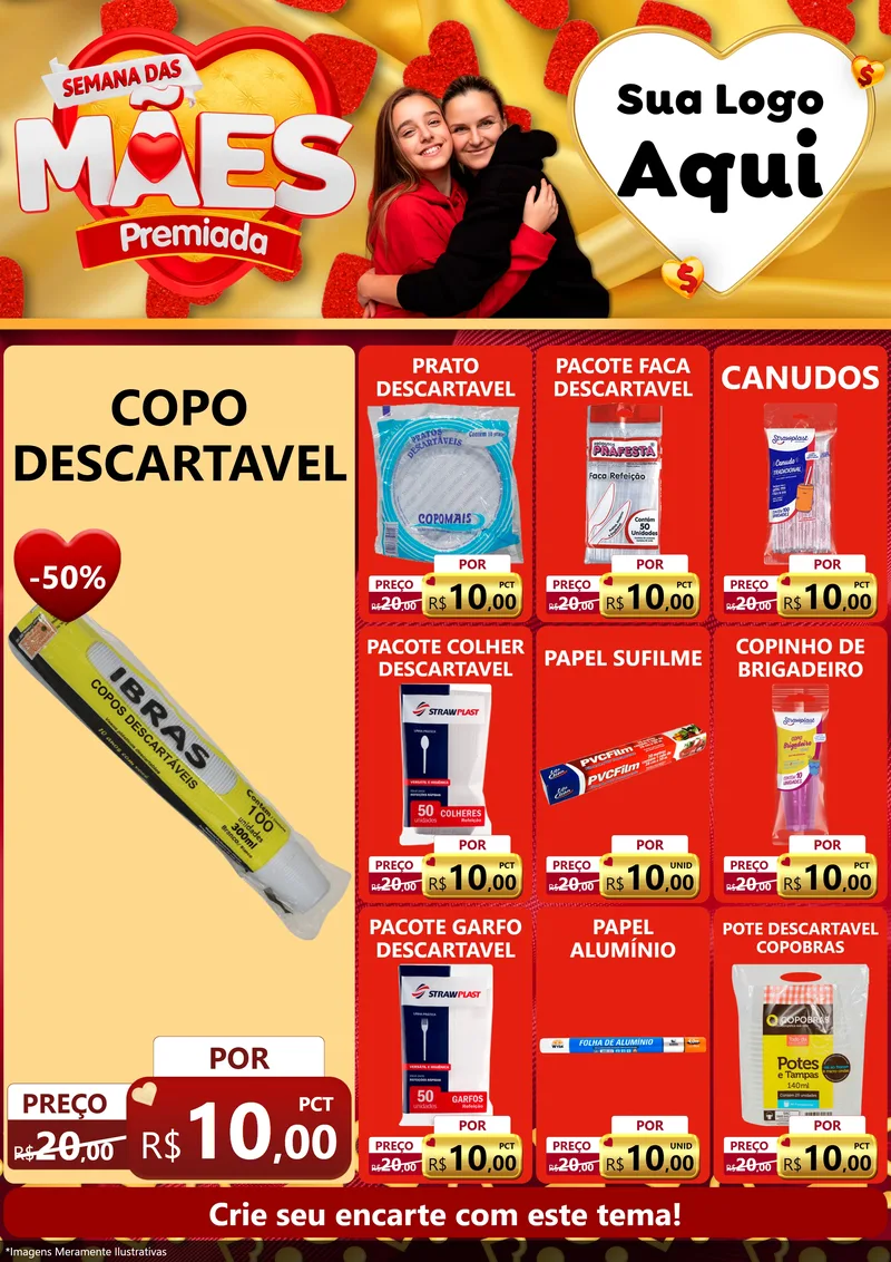 Modelo de Encarte para Encarte A4 Vertical com o tema Semana das Mães Premiada para Embalagens