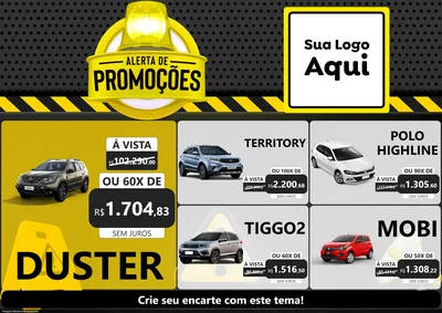 Modelo de Encarte para Encarte A4 Horizontal com o tema Alerta de Promoções para Concessionaria de Carros