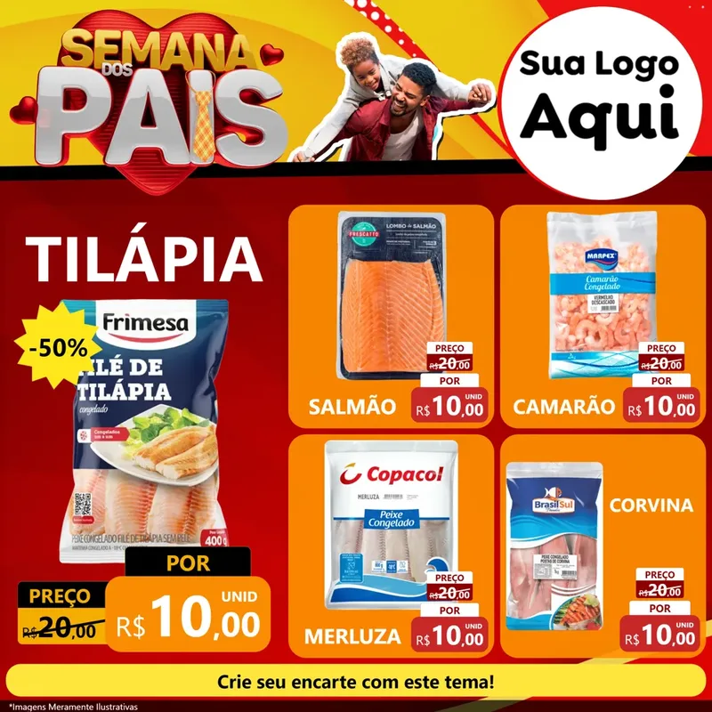 Modelo de Rede Social para Feed Facebook com o tema Semana Dos Pais para Peixaria