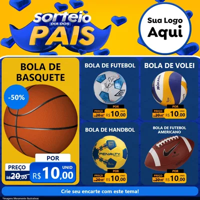 Modelo de Rede Social para Feed Facebook com o tema Sorteio Dia dos Pais para Artigos Esportivos