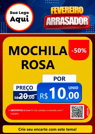 Modelo de Cartaz para Cartaz A4 Vertical com o tema Fevereiro Arrasador para Papelaria