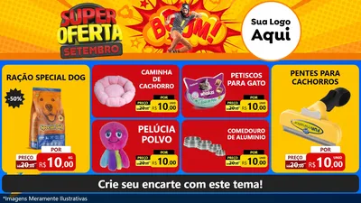 Modelo de TV para TV Horizontal com o tema Super Oferta Setembro para Pet Shop