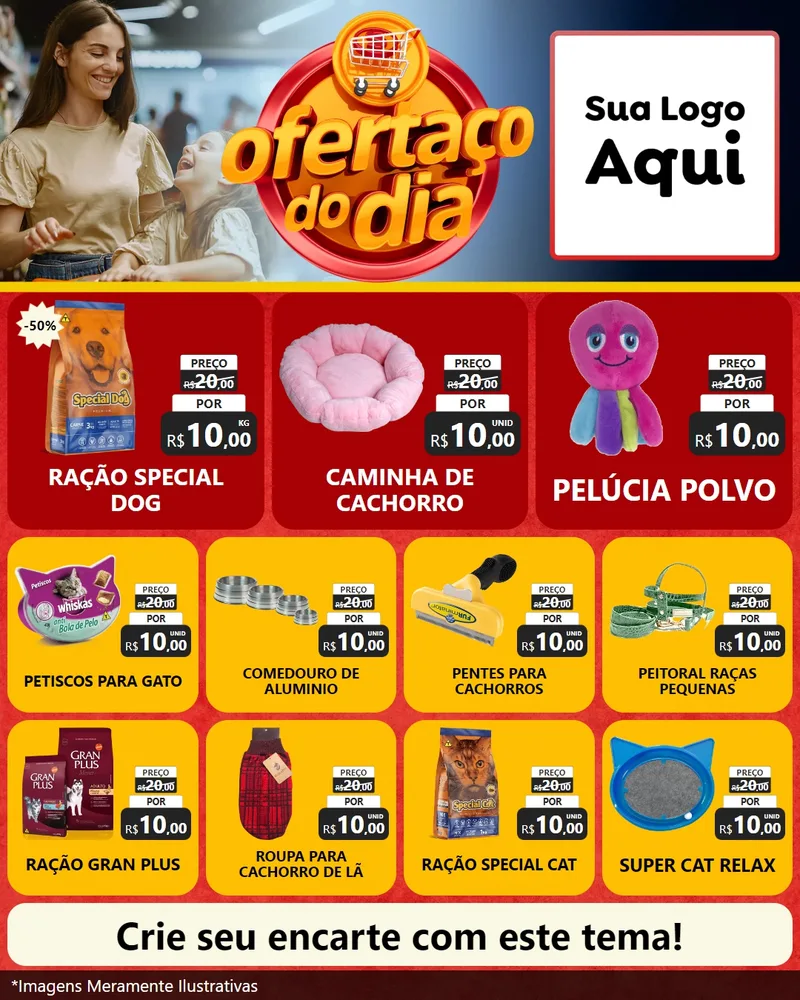 Modelo de Rede Social para Feed Instagram com o tema Ofertaço Do Dia para Pet Shop