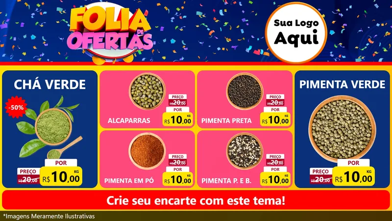 Modelo de TV para TV Horizontal com o tema Folia de Ofertas para Produtos Naturais