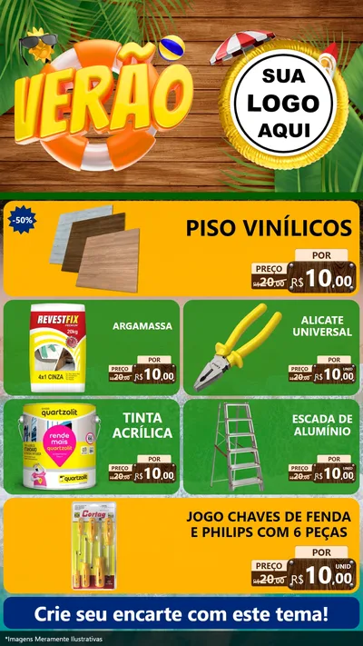 Modelo de TV para TV Vertical com o tema Verão para Material para Construção