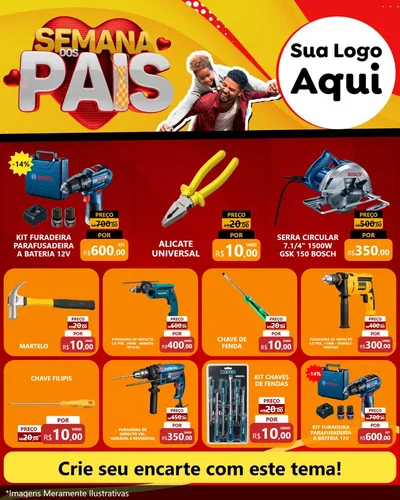 Modelo de Rede Social para Feed Instagram com o tema Semana Dos Pais para Maquinas e Ferramentas
