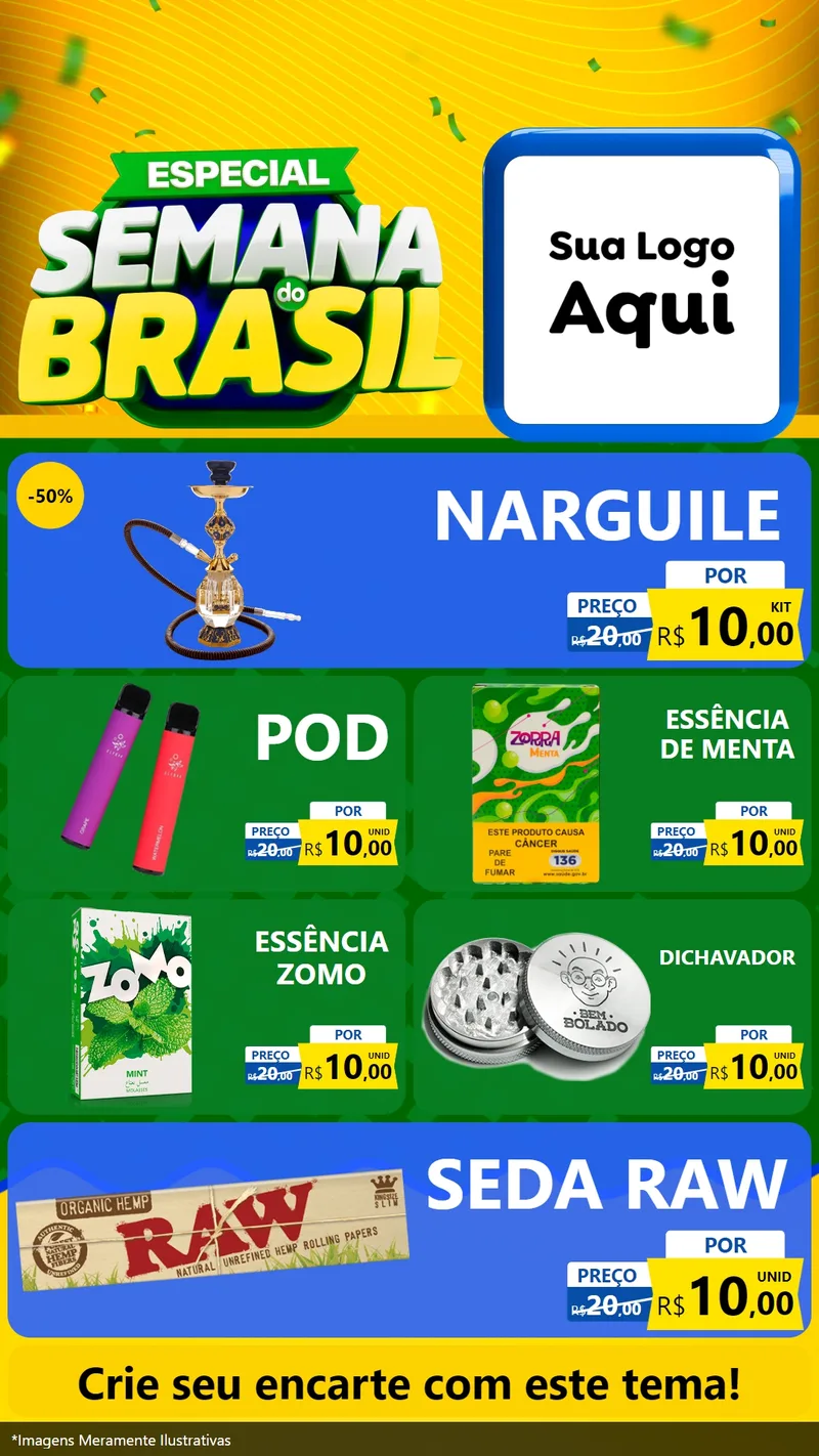 Modelo de TV para TV Vertical com o tema Especial Semana do Brasil para Tabacaria