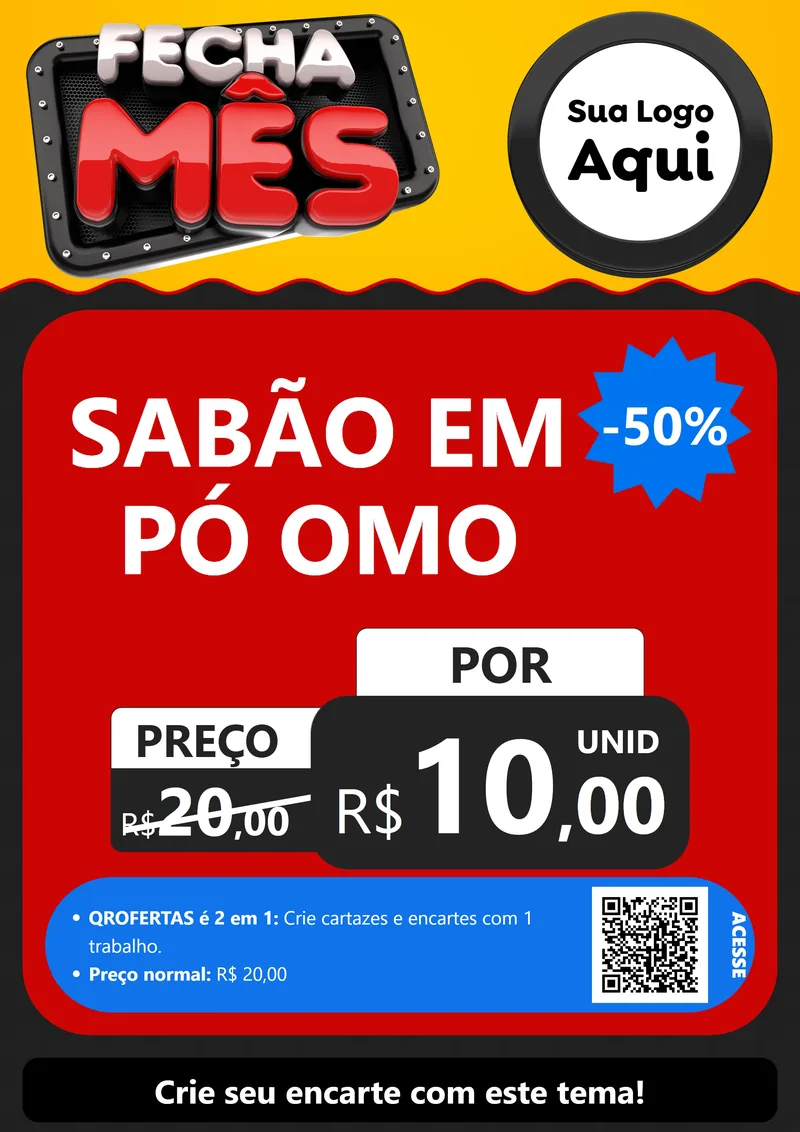 Modelo de Cartaz para Cartaz A4 Vertical com o tema Fecha Mês para Produtos de Limpeza