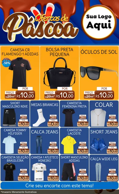 Modelo de Encarte para Encarte Grande com o tema Ofertas de Páscoa para Roupas e acessórios