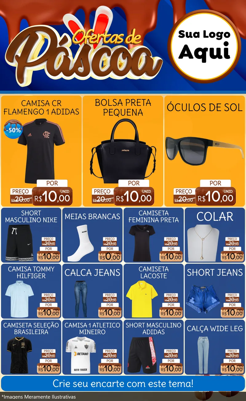 Modelo de Encarte para Encarte Grande com o tema Ofertas de Páscoa para Roupas e acessórios