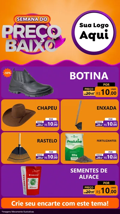 Modelo de TV para TV Vertical com o tema Semana do Preço Baixo para Agropecuária