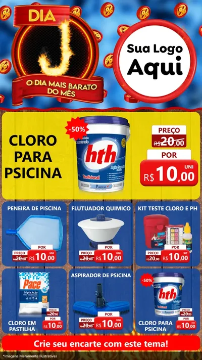 Modelo de Rede Social para Stories com o tema Dia J - O Dia Mais Barato Do Mês para Produtos para Piscina