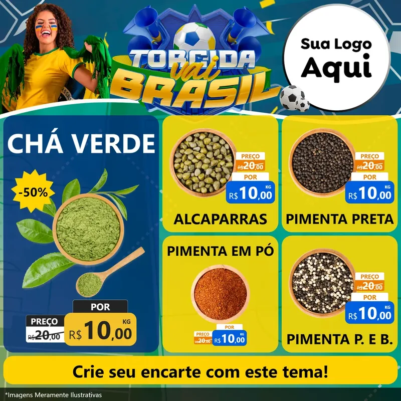 Modelo de Rede Social para Feed Facebook com o tema Torcida Vai Brasil - Copa para Produtos Naturais