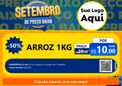 Modelo de Cartaz para Cartaz A4 Horizontal com o tema Setembro De Preço Baixo para Supermercado