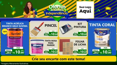 Modelo de TV para TV Horizontal com o tema Ofertas da Semana da Independência para Tintas e Ferramentas