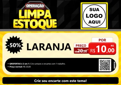 Modelo de Cartaz para Cartaz A4 Horizontal com o tema Operação Limpa Estoque para Hortifrúti