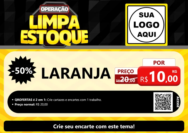 Modelo de Cartaz para Cartaz A4 Horizontal com o tema Operação Limpa Estoque para Hortifrúti