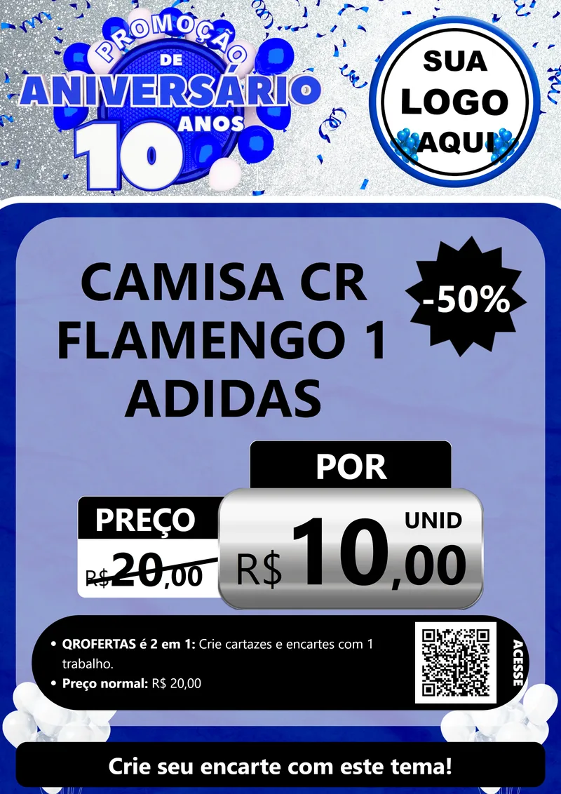 Modelo de Cartaz para Cartaz A4 Vertical com o tema Promoção de Aniversário - 10 Anos para Roupas e acessórios