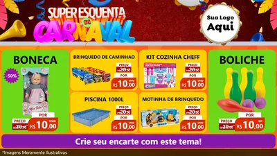 Modelo de TV para TV Horizontal com o tema Super Esquenta de Carnaval para Brinquedos