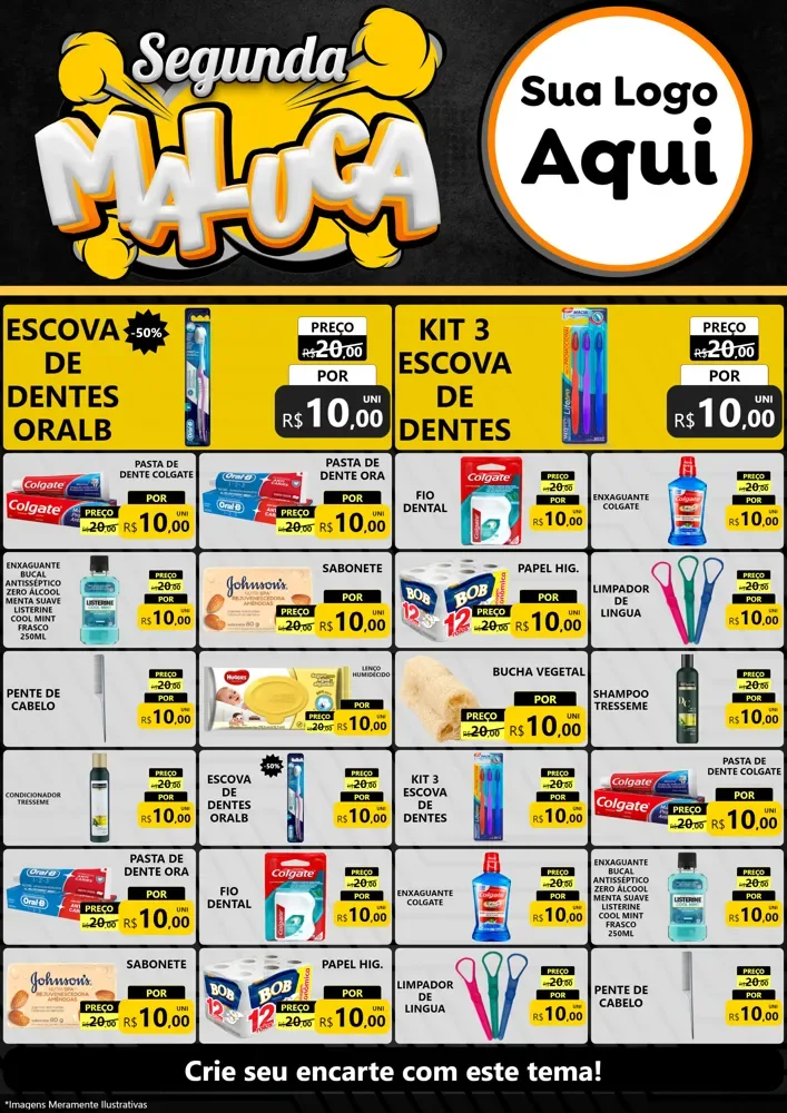 Modelo de Encarte para Encarte A4 Vertical com o tema Segunda Maluca para Higiene Pessoal
