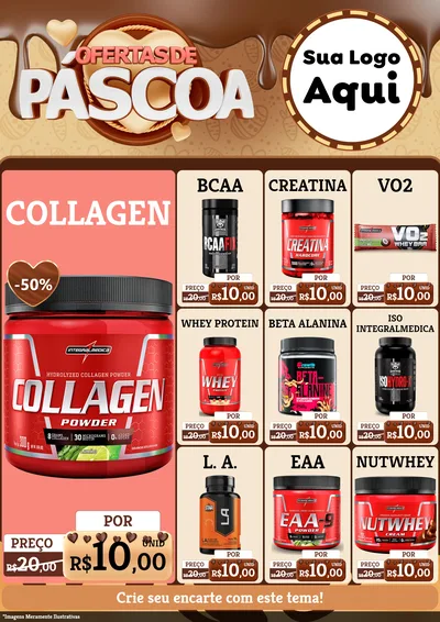 Modelo de Encarte para Encarte A4 Vertical com o tema Ofertas de Páscoa para Suplementos alimentares