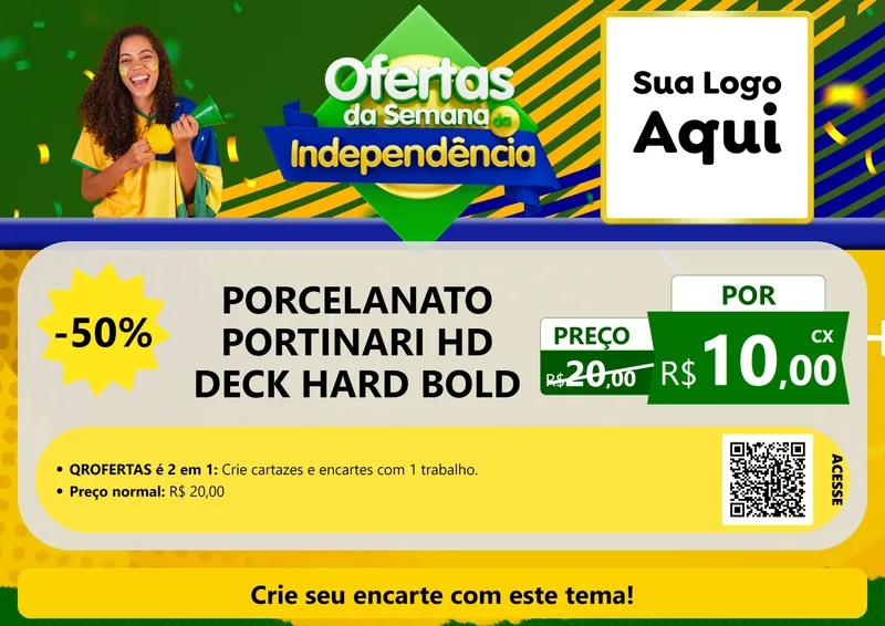 Modelo de Cartaz para Cartaz A4 Horizontal com o tema Ofertas da Semana da Independência para Pisos e revestimentos