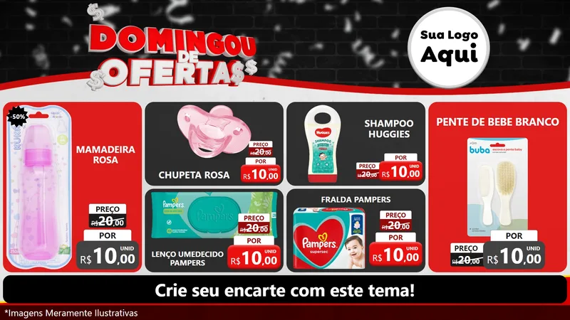 Modelo de TV para TV Horizontal com o tema Domingou de Ofertas para Bebês