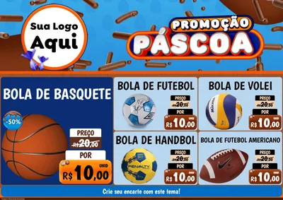 Modelo de Encarte para Encarte A4 Horizontal com o tema Promoção Páscoa para Artigos Esportivos