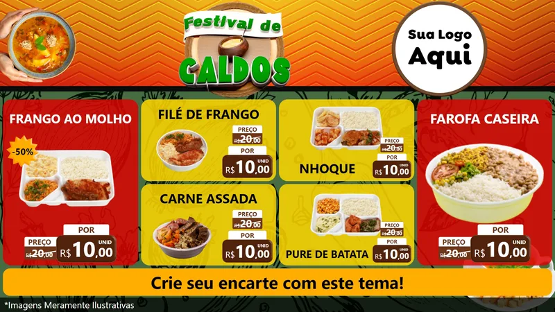 Modelo de TV para TV Horizontal com o tema Festival de Caldos para Restaurante