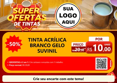 Modelo de Cartaz para Cartaz A4 Horizontal com o tema Super Ofertas de Tinta para Tintas e Ferramentas