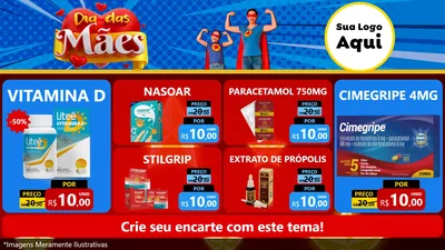 Modelo de TV para TV Horizontal com o tema Dia das Mães para Farmácia