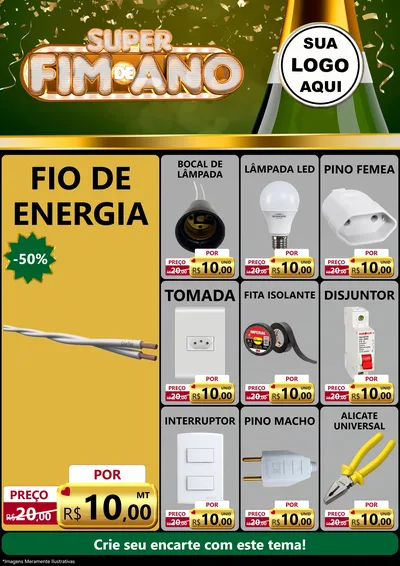 Modelo de Encarte para Encarte A4 Vertical com o tema Super Fim de Ano para Materiais Elétricos
