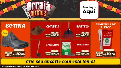 Modelo de TV para TV Horizontal com o tema Arraiá de Ofertas - Junina para Agropecuária