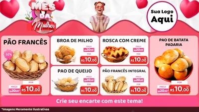 Modelo de TV para TV Horizontal com o tema Mês da Mulher para Padaria
