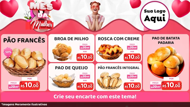 Modelo de TV para TV Horizontal com o tema Mês da Mulher para Padaria