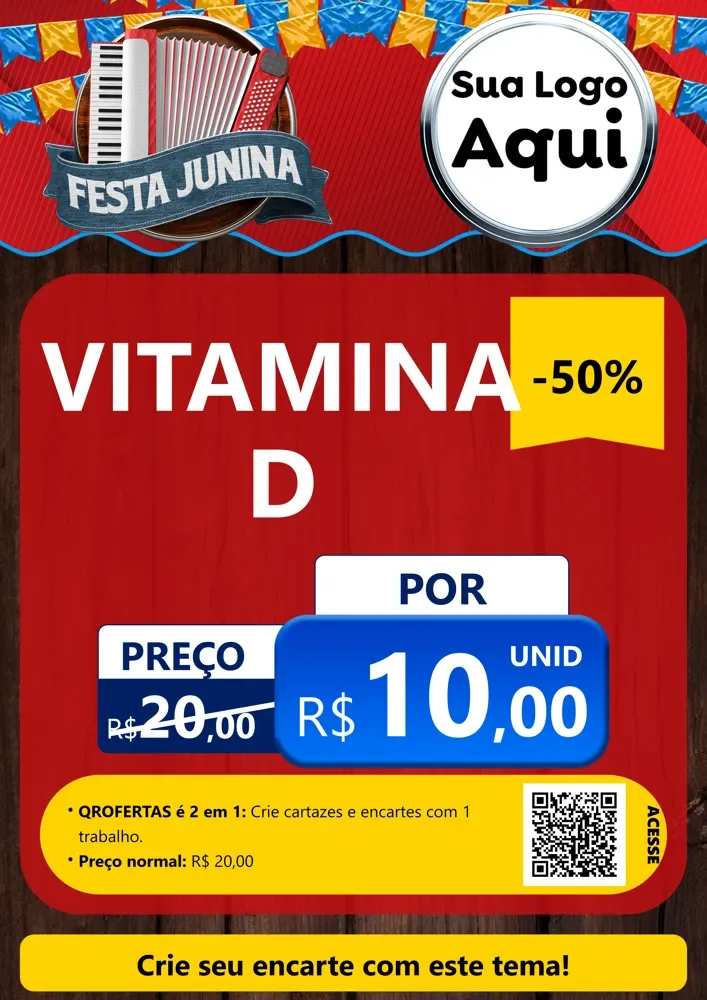 Modelo de Cartaz para Cartaz A4 Vertical com o tema Festa Junina para Farmácia