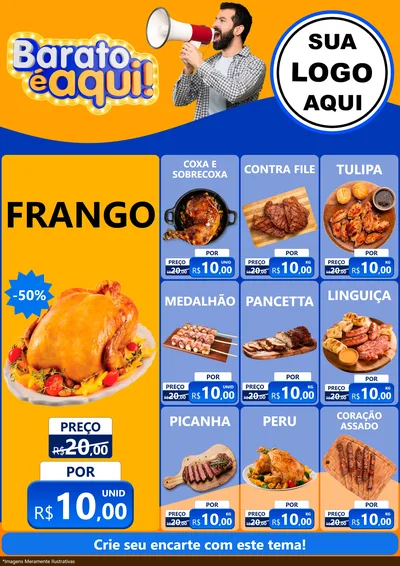 Modelo de Encarte para Encarte A4 Vertical com o tema Barato é aqui para Assados
