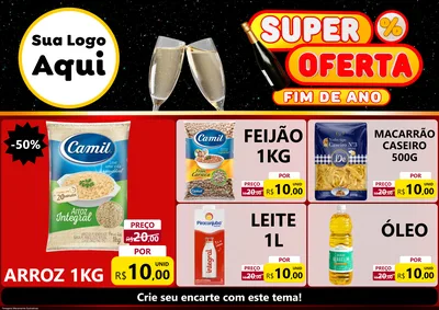 Modelo de Encarte para Encarte A4 Horizontal com o tema Super Oferta Fim de Ano para Supermercado