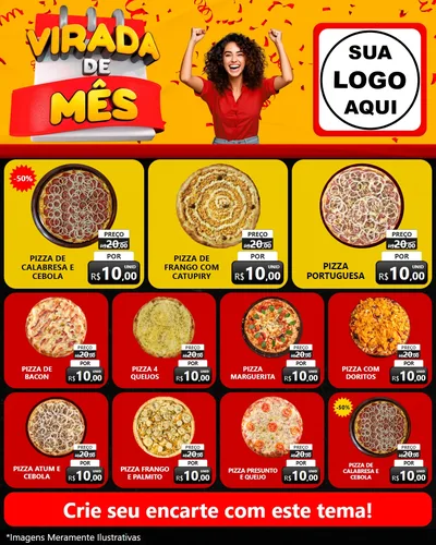 Modelo de Rede Social para Feed Instagram com o tema Virada de Mês para Pizzaria