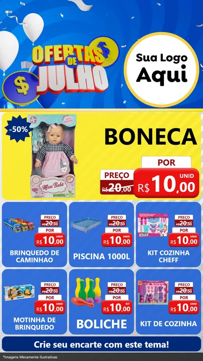 Modelo de Rede Social para Stories com o tema Ofertas de Julho para Brinquedos