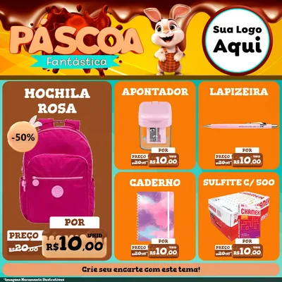 Modelo de Rede Social para Feed Facebook com o tema Páscoa Fantástica para Papelaria
