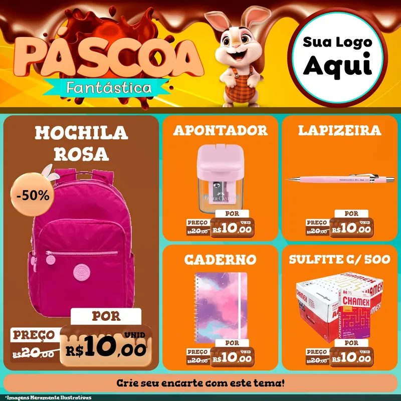 Modelo de Rede Social para Feed Facebook com o tema Páscoa Fantástica para Papelaria