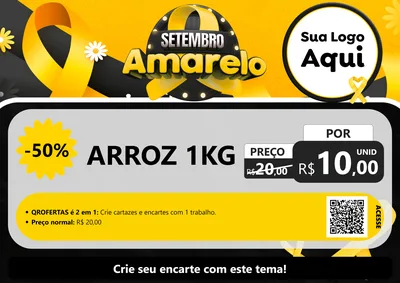 Modelo de Cartaz para Cartaz A4 Horizontal com o tema Setembro Amarelo para Supermercado
