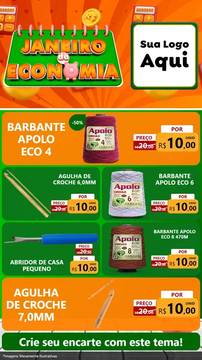 Modelo de TV para TV Vertical com o tema Janeiro da Economia para Armarinho e Aviamentos